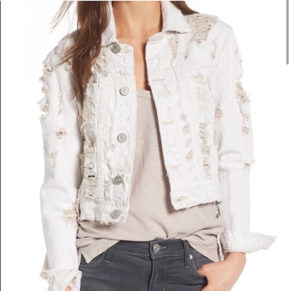 Hudson Garrison Distressed Cropped Jean Jacket NWT